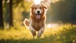 Golden Retriever running and playing