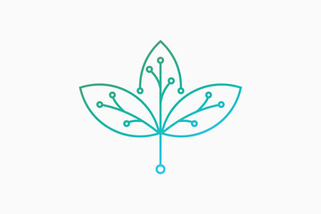 green tech logo design with technology concept