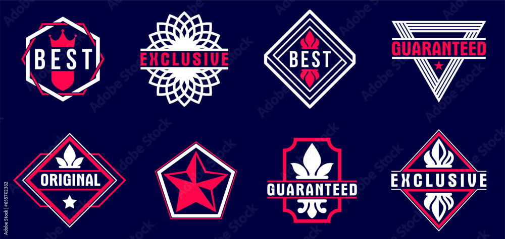 Premium best quality vector emblems set over dark, badges and logos ...