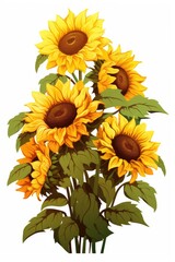 Wall Mural - Sunflower illustration, AI generated Image