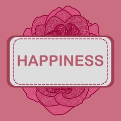 Wall Mural - Happiness Pink Magenta Floral Flower Text Badge