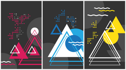 Leinwandbilder - Geometric banner. Set of vector illustrations. Clean style backgrounds