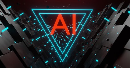 Poster - wallpaper or backdrop for tech business related to Ai or artificial intelligence, background for Ai presentation, concept technology, 3d rendered