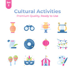 Canvas Print - Well designed cultural activities icons set in modern style, premium vectors