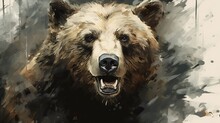 Abstract Illustration With A Portrait Of A Bear