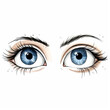 ilustracja błękitnych oczu kobiety z długimi rzęsami.