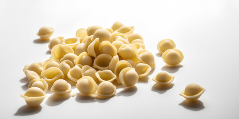 Wall Mural - Orecchiette pasta isolated on white background as package design element.