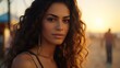 Beautiful Tunisian Girl Captured at Beach During Golden Hour with Leica S3 Camera