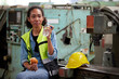© offsuperphoto - factory worker or engineer taking a break and having lunch in the factory