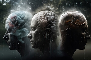 Poster - Multi exposure of human faces with abstract brain details