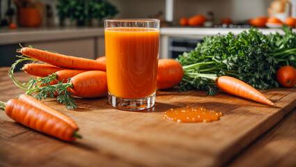 Wall Mural - Fresh carrot juice in the kitchen