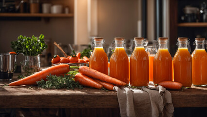 Wall Mural - Fresh carrot juice in the kitchen