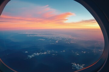 Poster - A stunning view of the sky as seen through an airplane window. Perfect for travel and aviation-related content.