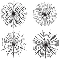 spooky halloween spider web set collection isolated on white background outline vector illustration