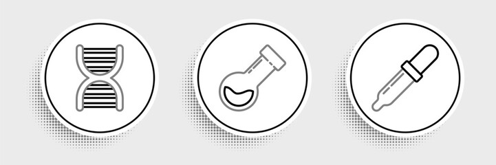 Poster - Set line Pipette, DNA symbol and Test tube and flask chemical icon. Vector