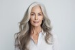 © Andrii Zastrozhnov - A senior Caucasian woman with elegant gray hair, exuding confidence and natural beauty in a portrait