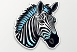 Fototapeta Konie - vector sticker design, a zebra
