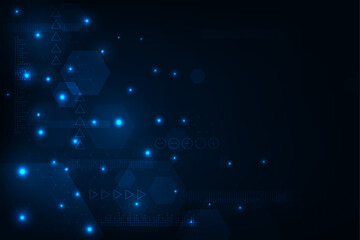 Poster - Vector digital hexagon technology adstract blue light background.