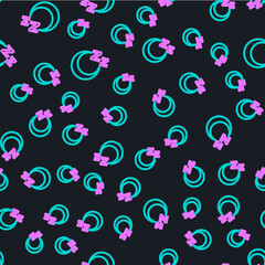 Poster - Line Time to sleep icon isolated seamless pattern on black background. Sleepy zzz. Healthy lifestyle. Vector