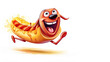Funny Hot Dog cartoon mascot character. Food concept