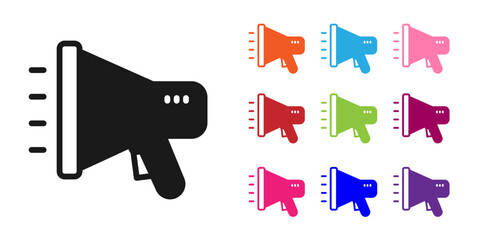 Poster - Black Megaphone icon isolated on white background. Speaker sign. Set icons colorful. Vector