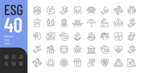 Social Governance Line Editable Icons set. Vector illustration in modern thin line style of public administration icons: ordering, consciousness, regulation, development of the social system.