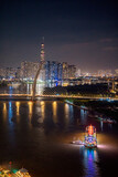 Fototapeta  - Beautiful night in Ho Chi Minh city known as Saigon, one of the big cities is developed in Vietnam