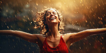 Woman Dancing In The Rain