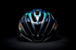 Bicycle helmet on a black background. Cycling concept. Sport concept, World Bicycle Day, Outdoor Weekend lifestyle concept