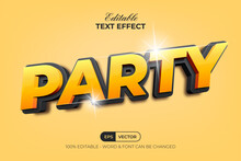 Party Text Effect 3D Black Yellow Color Style. Editable Text Effect.