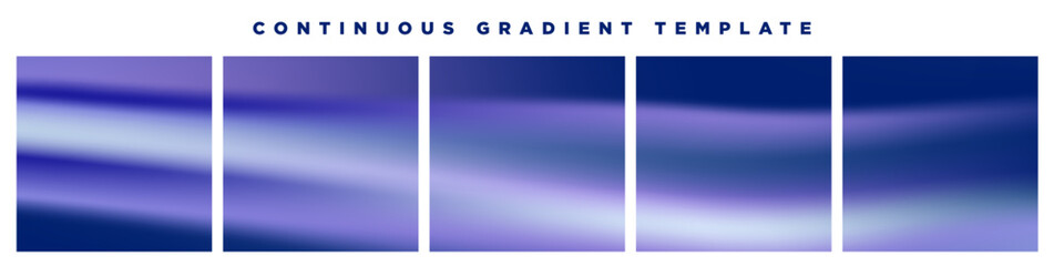 Poster - continuous set of five neon blue gradient vector templates. perfect for carousel social media posts,