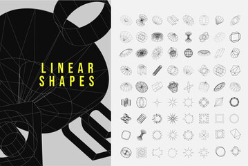 Wall Mural - trendy geometric design elements. simple shapes forms and frames inspired brutalism, abstract bauhau