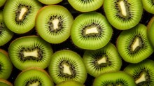 Close Up Of Cut Kiwi Covered In Full Screen. Top View.
