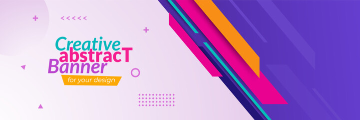 Fototapete - Vector abstract banner design web template. Color gradient background, geometric halftone pattern, vector abstract trendy graphic design.