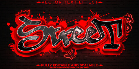 Poster - Graffiti red text effect, editable spray and street text style