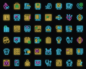 Aufkleber - computer diagnostics of health icons set outline vector. radiation therapy. treatment patient neon c