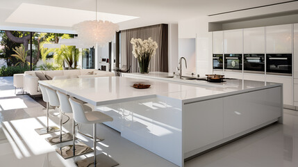  bright, clean kitchen in a big house. Everything's white and looks new. Great for pictures of fancy homes or kitchen stuff. User
Modern White Kitchen in Estate Home