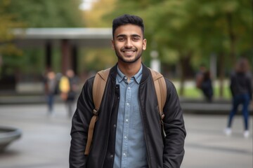 Indian Male Student Celebrating University Success in Casual Attire