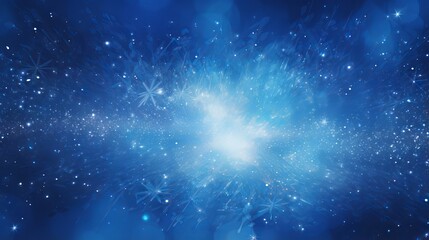 Wall Mural - Abstract blue background with snowflakes and stars. Festive winter holiday wallpaper.