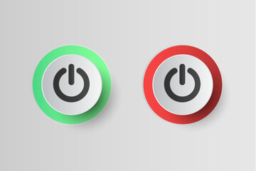Poster - Power button.red and green glow bar around the white button. Minimal style concept.