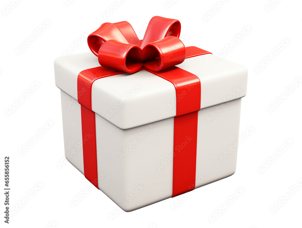 Gift box with a red ribbon bow isolated on transparent or white ...