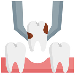 Poster - tooth extraction filled outline icon,linear,outline,graphic,illustration