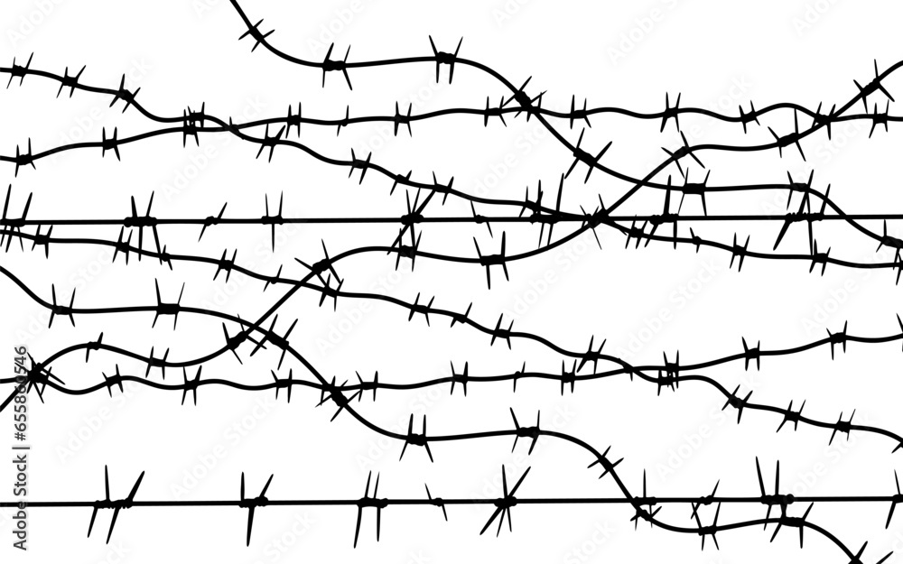 Barbed wire vector fence barb wire border chain. Prison line war barb ...