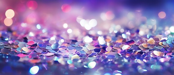 Wall Mural - Sparkling silver, purple, and blue lights on a blurry background