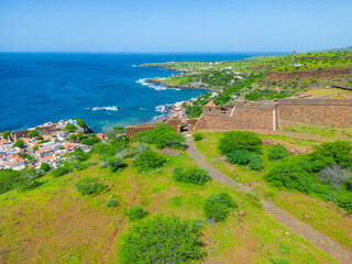 Wall Mural - Cidade Velha Aerial View. The oldest city in the Republic of Cape Verde. Santiago Island Landscape. The Republic of Cape Verde is an island country in the Atlantic Ocean. Africa.