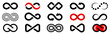 Infinity symbol set. Arrow infinity. Set of infinity icons. Eternal, limitless, endless, life logo, unlimited. Vector illustration.