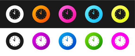 Sticker - Set Clock icon isolated on black and white background. Time symbol. Vector