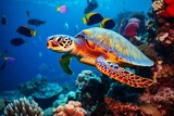 Fototapeta Do akwarium - черепаха под водой