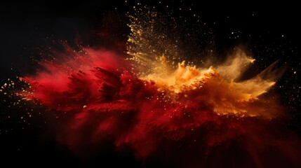 christmas holidays red, gold colored dust glitter explosion background. splash of traditional christ