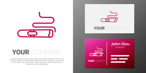Poster - Logotype line Cigar icon isolated on white background. Logo design template element. Vector